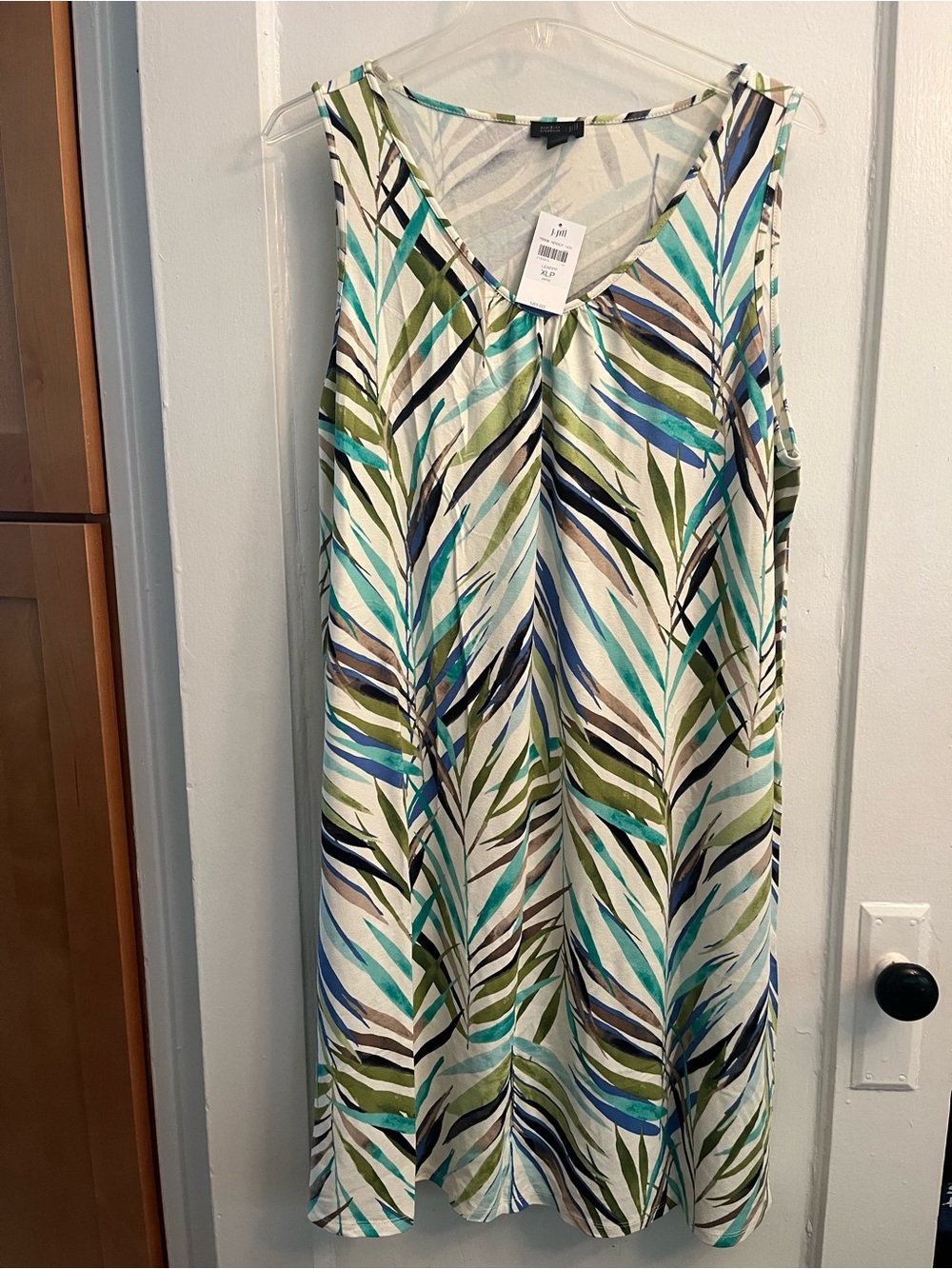 J. Jill Sleeveless Leaf-Print Swim Dress